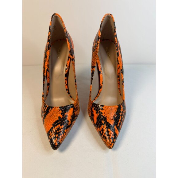 Aldo Cassedy Orange Snake Print Size 7 Pumps  Formal Stiletto High Heel - Picture 2 of 12